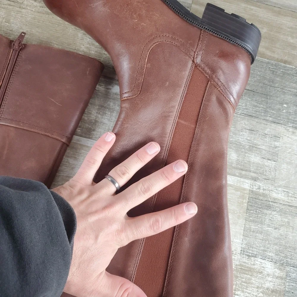 Clarks Adalynn Hope Womens Mid Calf Boots Sz 7.5 W British Tan Leather Side Zip